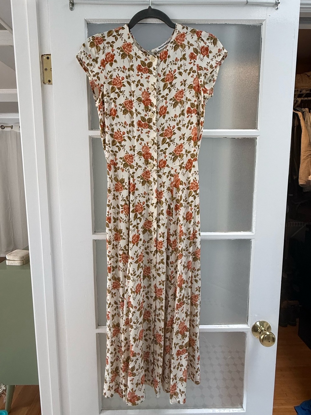 Reformation Cream Midi Dress with Floral Print